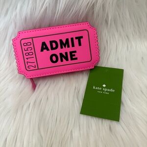 Kate Spade Pink Admit One Ticket Zippered Coin Purse